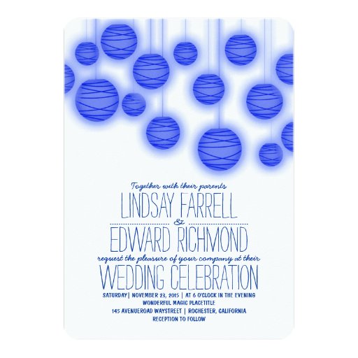 Vintage Elegant Blue Wedding Invitations 5" X 7" Invitation Card