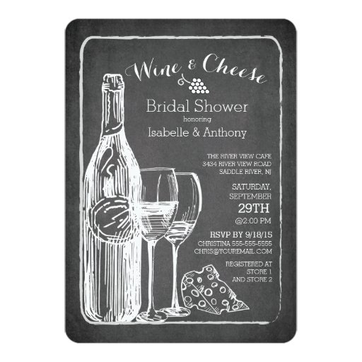 Modern Wine & Cheese Bridal Shower Invitation 5" X 7" Invitation Card (front side)