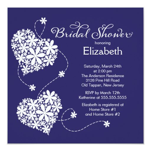 Modern Daisy Hearts Bridal Shower Invitation 5.25" Square Invitation Card