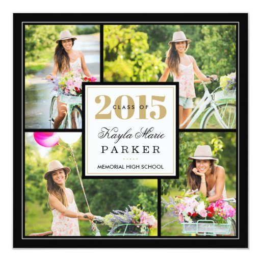 2015 Classy Photo Collage Graduation Invitation 5.25" Square Invitation Card (front side)