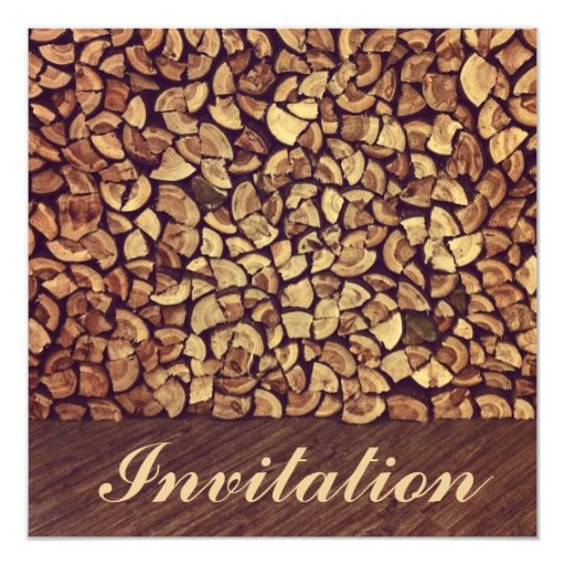 Elegant Firewood Wedding Invitation 5.25" Square Invitation Card