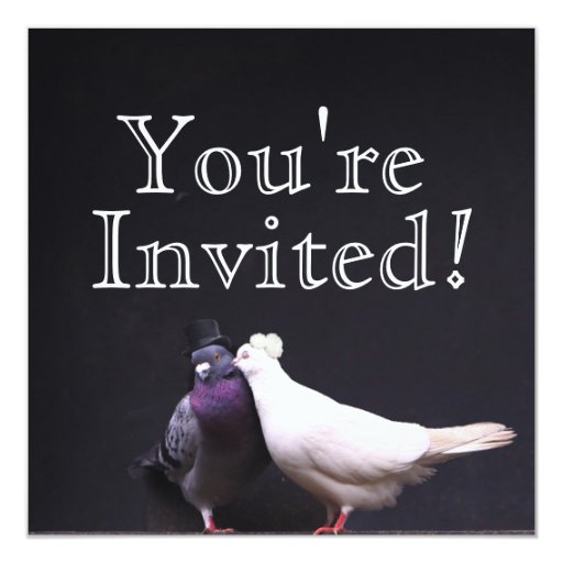 Dark Chalkboard Love Birds Wedding Invitation 5.25" Square Invitation Card