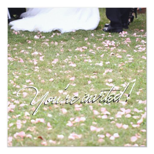 Bride & Groom Rose Petal Path Wedding Invitations 5.25" Square Invitation Card (front side)