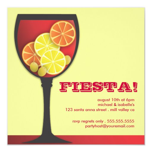 Fiesta Modern Wineglass Party Invitation 5.25" Square Invitation Card