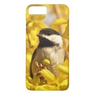 Chickadee Bird in Yellow Flower iPhone 7 Plus Case