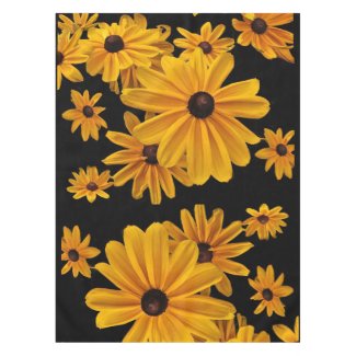 Yellow Floral Black Eyed Susan Flowers Tablecloth