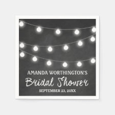 Chalkboard and Lights Rustic Bridal Shower Napkins