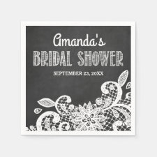 Chalkboard and Lace Rustic Bridal Shower Napkins