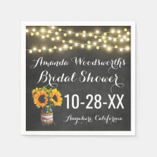 Sunflower Chalkboard Country Rustic Bridal Shower Napkins