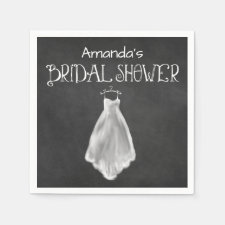 Chalkboard Wedding Dress Bridal Shower Napkins