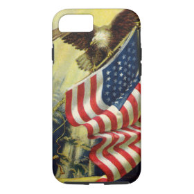 Vintage Patriotism, Patriotic Eagle American Flag iPhone 7 Case