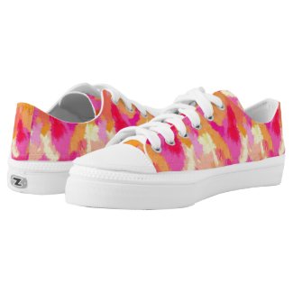 Pink, orange and yellow watercolor sneakers printed shoes