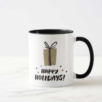 black and white Christmas mug