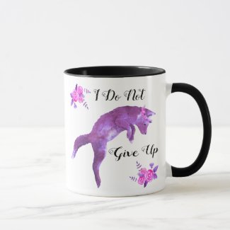 Purple Fox and Pink Roses I Do Not Give Up Mug