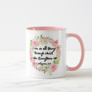 Beautiful Girl Philippians 4:13 Pink Rose Mug