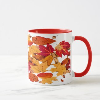 Autumn Leaves in Red Orange Yellow Brown Mug
