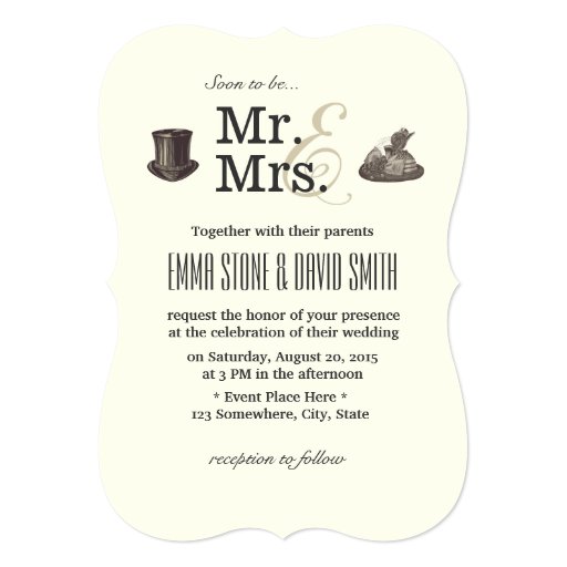 Vintage Mr. & Mrs. Wedding Invitations 5" X 7" Invitation Card