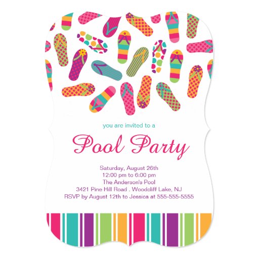 It's a Summer Flip Flop Pool Party Invitation 5" X 7" Invitation Card (front side)