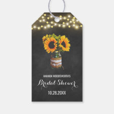 Sunflower Mason Jar Chalkboard Bridal Shower Gift Tags