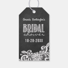 Chalkboard Lace Bridal Shower Favor Gift Tags
