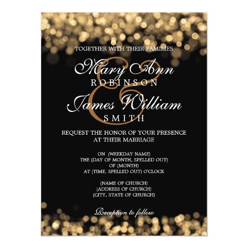 Elegant Wedding Gold Lights 6.5x8.75 Paper Invitation Card