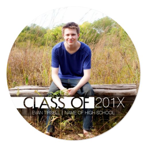 Modern Graduate Photo Announcement and Party 5.25" Square Invitation Card (front side)