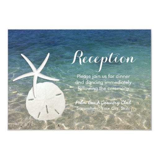 Starfish & Sand Dollar Beach Wedding Reception 3.5x5 Paper Invitation Card