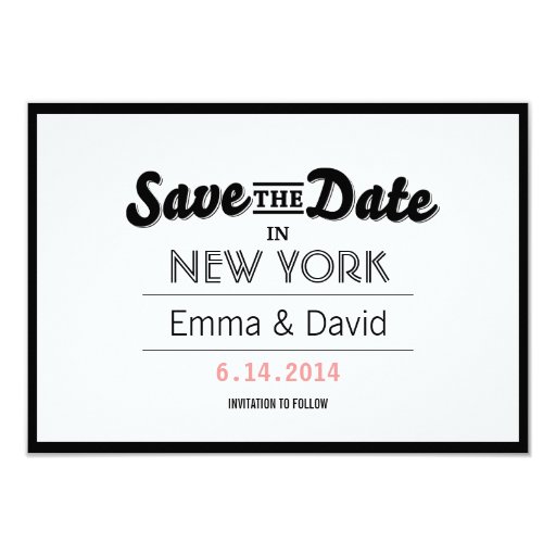 Minimal Black Border Save the Date Cards 3.5" X 5" Invitation Card (front side)