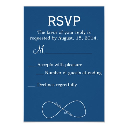 Bride & Groom Infinity Modern Wedding RSVP 3.5x5 Paper Invitation Card (front side)