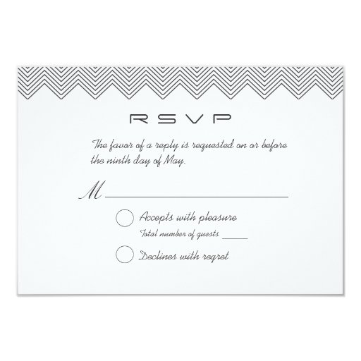 Thin Chevron Stripes Wedding RSVP Card 3.5" X 5" Invitation Card (front side)