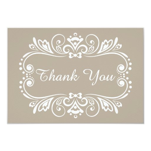 Elegant Taupe Wedding Thank You Note Cards