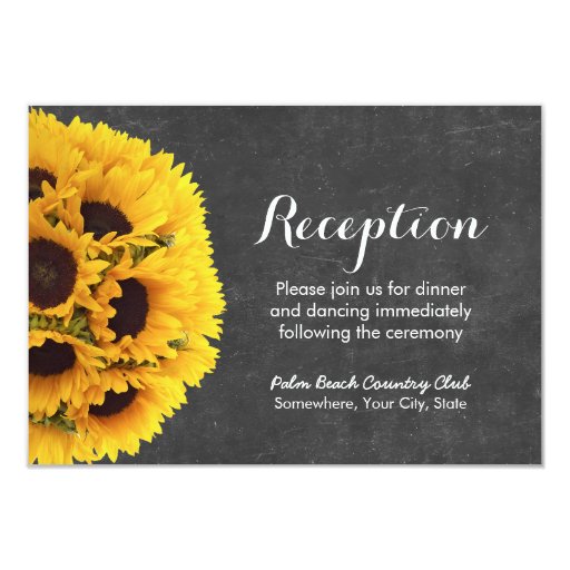 Country Sunflowers Chalkboard Wedding Reception 3.5x5 Paper Invitation Card (front side)