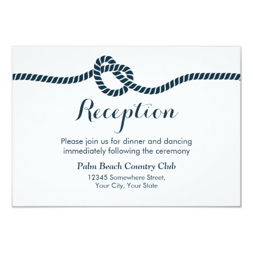 Simple & Elegant Tying the Knot Wedding Reception 3.5x5 Paper Invitation Card (front side)