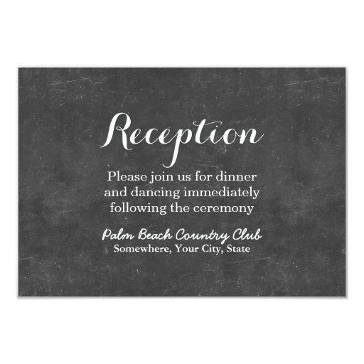 Elegant Chalkboard Wedding Reception 3.5x5 Paper Invitation Card (front side)