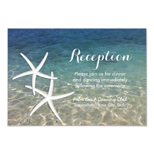 Tropical Starfish Beach Wedding Reception 3.5x5 Paper Invitation Card (front side)