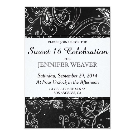 Black and White Modern Swirls Design 3.5x5 Paper Invitation Card