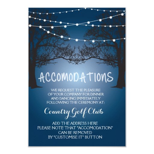 String lights and tree modern Accomodation card 9 Cm X 13 Cm Invitation Card