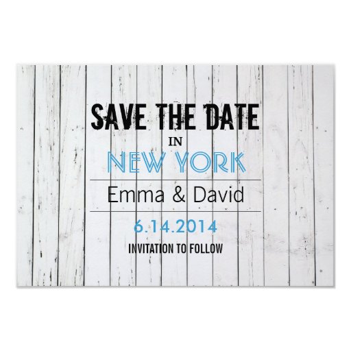 Modern White Wood Stripes Save the Date Card 3.5" X 5" Invitation Card (front side)
