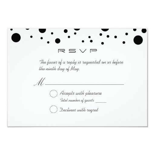 Abstract Random Black Dots Wedding RSVP Card 3.5" X 5" Invitation Card (front side)