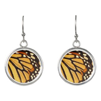 Monarch Butterfly Yellow Orange Black Abstract Earrings