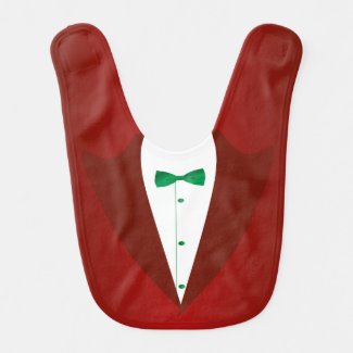 Red And Green Christmas Tuxedo Baby Bibs
