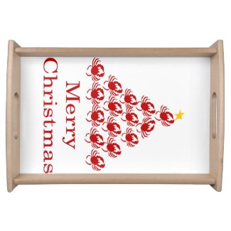 Merry Christmas Crab Serving Tray