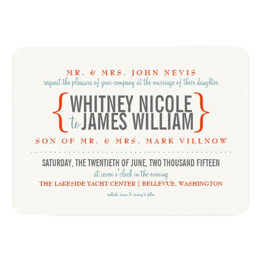 Modern Merriment Wedding Invitation 5" X 7" Invitation Card (front side)