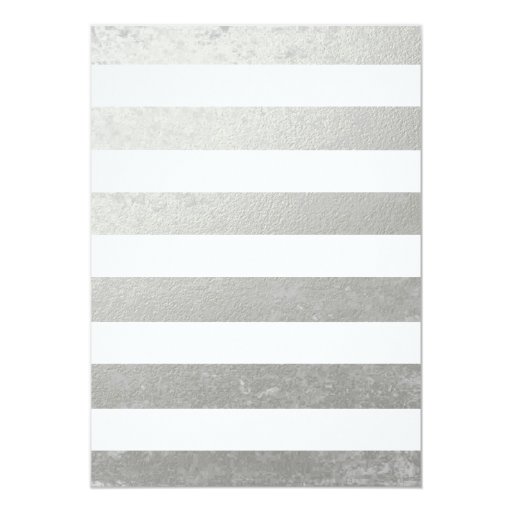Elegant White Stripes Silver Foil Printed 5x7 Paper Invitation Card