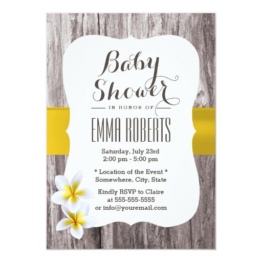 Classy White Frangipani Theme Baby Shower 5x7 Paper Invitation Card