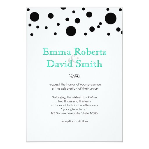 Stylish Random Black Dots Wedding Invitations 5" X 7" Invitation Card