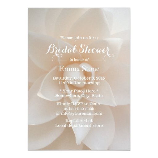 Simple White Floral Bridal Shower Invitations 5" X 7" Invitation Card