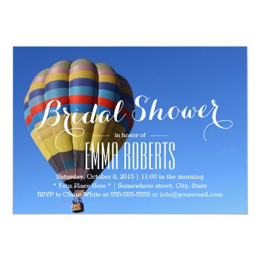 Hot Air Balloon Bridal Shower Invitations 5" X 7" Invitation Card