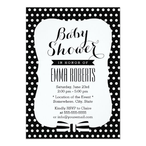 Modern Black & White Polka Dots Baby Shower 5x7 Paper Invitation Card