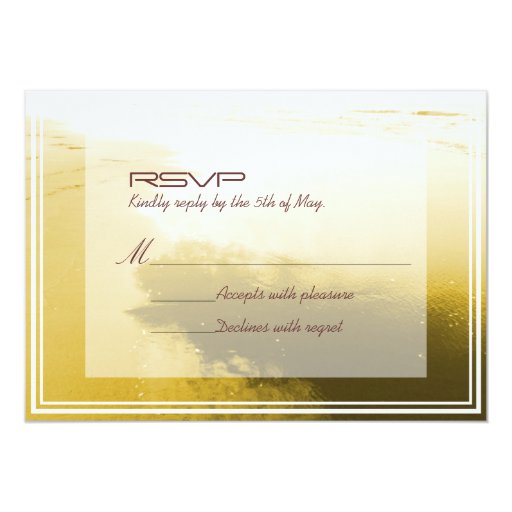 SImple Frame Golden Beach Wedding RSVP Card 5" X 7" Invitation Card (front side)